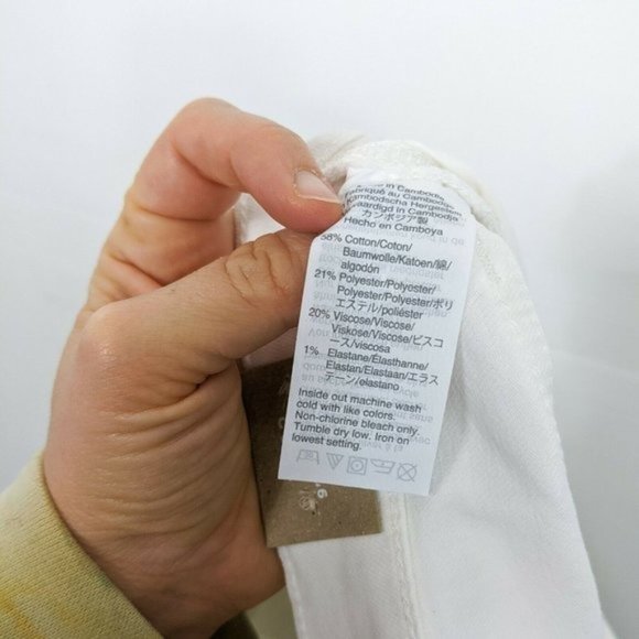 MADEWELL NWT Button Fly Mid Rise Skinny Jeans Raw Hem White Size 32 - Picture 6 of 12